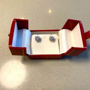 Cubic Zirconia Round Stud Earrings in 10K Gold Casing